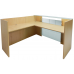 12' Maple Veneer Reception Desk with Glass Top